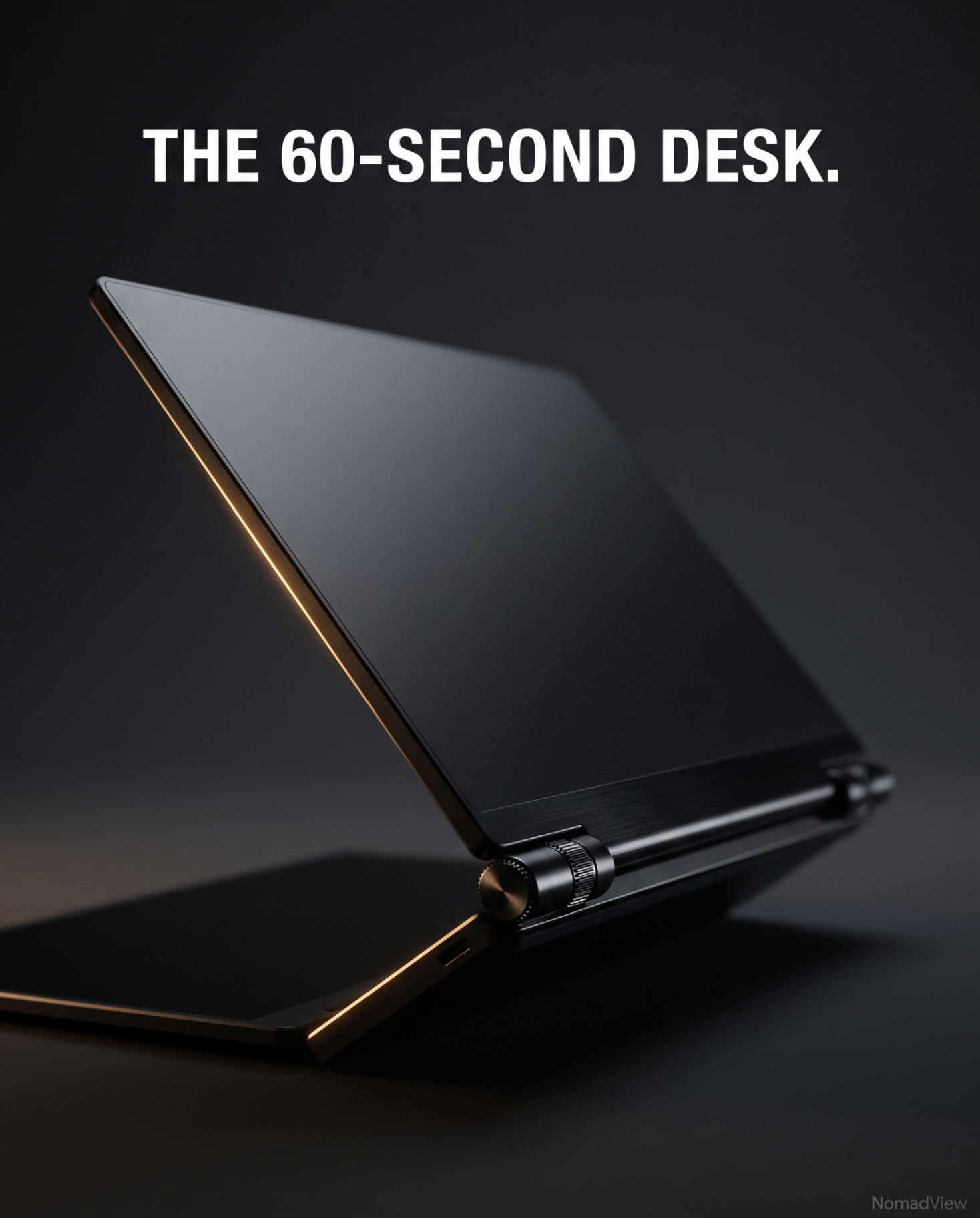 NomadView folded open — the 60-second desk